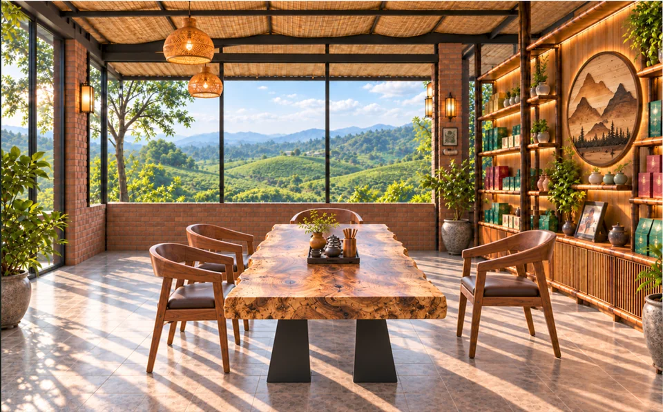 Phối cảnh minh họa không gian cho một cuộc gặp bên trà